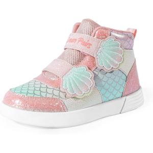 imageDREAM PAIRS Girls Shoes Toddler Sneakers Kids High Top Shoes with Hook and Loop Storybook Casual Walking ShoesPinkRainbow