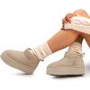 imageDREAM PAIRS FuzzyClassic Platform Mini Boots for Women Suede Genuine Leather Classic Winter Ankle Snow Boots with Memory Foam Insole Lightweight AntiSlip Outsole OutdoorSand