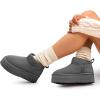 imageDREAM PAIRS FuzzyClassic Platform Mini Boots for Women Suede Genuine Leather Classic Winter Ankle Snow Boots with Memory Foam Insole Lightweight AntiSlip Outsole OutdoorGrey