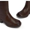 imageDREAM PAIRS Womens Knee High Boots Square Toe Platform Chunky Block Heel Banana Campus Boots for Women Comfortable Low Heel Side Zipper Womens Riding Tall BootsDark Brown