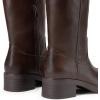imageDREAM PAIRS Womens Knee High Boots Square Toe Platform Chunky Block Heel Banana Campus Boots for Women Comfortable Low Heel Side Zipper Womens Riding Tall BootsDark Brown