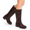 imageDREAM PAIRS Womens Knee High Boots Square Toe Platform Chunky Block Heel Banana Campus Boots for Women Comfortable Low Heel Side Zipper Womens Riding Tall BootsDark Brown