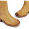 imageDREAM PAIRS Womens Knee High Boots Square Toe Platform Chunky Block Heel Banana Campus Boots for Women Comfortable Low Heel Side Zipper Womens Riding Tall BootsYellow