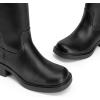 imageDREAM PAIRS Womens Knee High Boots Square Toe Platform Chunky Block Heel Banana Campus Boots for Women Comfortable Low Heel Side Zipper Womens Riding Tall BootsBlack