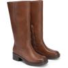 imageDREAM PAIRS Womens Knee High Boots Square Toe Platform Chunky Block Heel Banana Campus Boots for Women Comfortable Low Heel Side Zipper Womens Riding Tall BootsLight Brown