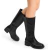 imageDREAM PAIRS Womens Knee High Boots Square Toe Platform Chunky Block Heel Banana Campus Boots for Women Comfortable Low Heel Side Zipper Womens Riding Tall BootsBlack