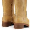 imageDREAM PAIRS Womens Knee High Boots Square Toe Platform Chunky Block Heel Banana Campus Boots for Women Comfortable Low Heel Side Zipper Womens Riding Tall BootsYellow