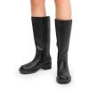 imageDREAM PAIRS Womens Knee High Boots Square Toe Platform Chunky Block Heel Banana Campus Boots for Women Comfortable Low Heel Side Zipper Womens Riding Tall BootsBlack