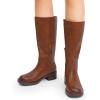 imageDREAM PAIRS Womens Knee High Boots Square Toe Platform Chunky Block Heel Banana Campus Boots for Women Comfortable Low Heel Side Zipper Womens Riding Tall BootsLight Brown