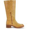 imageDREAM PAIRS Womens Knee High Boots Square Toe Platform Chunky Block Heel Banana Campus Boots for Women Comfortable Low Heel Side Zipper Womens Riding Tall BootsYellow