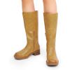 imageDREAM PAIRS Womens Knee High Boots Square Toe Platform Chunky Block Heel Banana Campus Boots for Women Comfortable Low Heel Side Zipper Womens Riding Tall BootsYellow