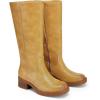 imageDREAM PAIRS Womens Knee High Boots Square Toe Platform Chunky Block Heel Banana Campus Boots for Women Comfortable Low Heel Side Zipper Womens Riding Tall BootsYellow