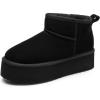 imageDREAM PAIRS FuzzyClassic Platform Mini Boots for Women Suede Genuine Leather Classic Winter Ankle Snow Boots with Memory Foam Insole Lightweight AntiSlip Outsole OutdoorBlack