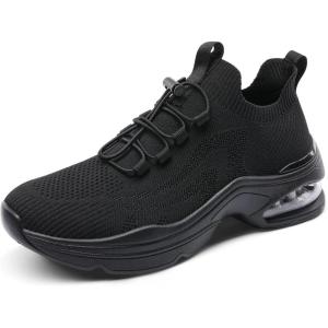 imageDREAM PAIRS Womens Slip On Walking Sneakers Air Cushion Tennis Shoes Slip Resistant Athletic Footwear for Nurse Casual Gym WorkoutBlack Monochrome
