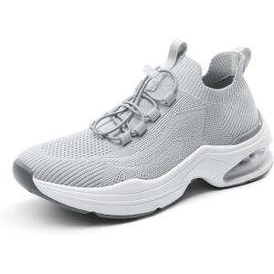 imageDREAM PAIRS Womens Slip On Walking Sneakers Air Cushion Tennis Shoes Slip Resistant Athletic Footwear for Nurse Casual Gym WorkoutGrey