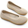 imageDREAM PAIRS Womens Ballet Flats Wide Toe Box Knit Flats for Women with Arch Support Comfortable Slip On Dressy Travel Work Business Office Shoes for WomenNude