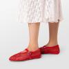 imageDREAM PAIRS Womens Mesh Ballet Flats Dressy Round Toe Comfortable Mary Jane Flat Shoes with Buckle StrapRed
