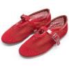 imageDREAM PAIRS Womens Mesh Ballet Flats Dressy Round Toe Comfortable Mary Jane Flat Shoes with Buckle StrapRed