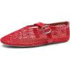 imageDREAM PAIRS Womens Mesh Ballet Flats Dressy Round Toe Comfortable Mary Jane Flat Shoes with Buckle StrapRed