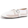 imageDREAM PAIRS Womens Mesh Ballet Flats Dressy Round Toe Comfortable Mary Jane Flat Shoes with Buckle StrapWhite
