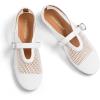 imageDREAM PAIRS Womens Mesh Ballet Flats Dressy Round Toe Comfortable Mary Jane Flat Shoes with Buckle StrapWhite