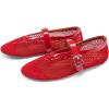 imageDREAM PAIRS Womens Mesh Ballet Flats Dressy Round Toe Comfortable Mary Jane Flat Shoes with Buckle StrapRed