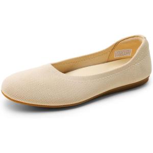 imageDREAM PAIRS Wide Ballet Flats Shoes for Women Width Foldable Knit Womens Flats with Arch Support Comfortable Shoes for Women Dressy Casual Work OfficeNude