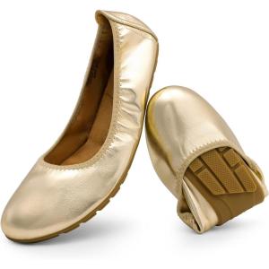 imageDREAM PAIRS Womens Ballet Flats Foldable Round Toe Dressy Comfortable Slip On Dress ShoesGold