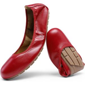 imageDREAM PAIRS Womens Ballet Flats Foldable Round Toe Dressy Comfortable Slip On Dress ShoesRed