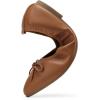 imageDREAM PAIRS Womens Foldable Flats Shoes Pointed Toe Ballet Flats Bowknot Comfort Slip on Dress ShoesBrown