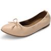imageDREAM PAIRS Womens Foldable Flats Shoes Pointed Toe Ballet Flats Bowknot Comfort Slip on Dress ShoesNude