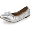 imageDREAM PAIRS Womens Foldable Flats Shoes Pointed Toe Ballet Flats Bowknot Comfort Slip on Dress ShoesSilver
