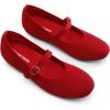 imageDREAM PAIRS Womens Mary Jane Ballet Flat Shoes Dressy Foldable Knit Flats with Arch Support Comfortable for Casual Work OfficeRed