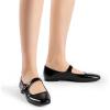 imageDREAM PAIRS Womens Silver Square Toe Mary Jane Flats Comfortable Casual Slip On Dress Shoes with Buckle Strap for Womens Daily WearBlackoily