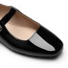 imageDREAM PAIRS Womens Silver Square Toe Mary Jane Flats Comfortable Casual Slip On Dress Shoes with Buckle Strap for Womens Daily WearBlackpat