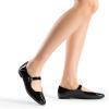 imageDREAM PAIRS Womens Silver Square Toe Mary Jane Flats Comfortable Casual Slip On Dress Shoes with Buckle Strap for Womens Daily WearBlackpat