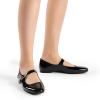 imageDREAM PAIRS Womens Silver Square Toe Mary Jane Flats Comfortable Casual Slip On Dress Shoes with Buckle Strap for Womens Daily WearBlackpat