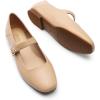 imageDREAM PAIRS Womens Silver Square Toe Mary Jane Flats Comfortable Casual Slip On Dress Shoes with Buckle Strap for Womens Daily WearNude