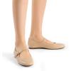 imageDREAM PAIRS Womens Silver Square Toe Mary Jane Flats Comfortable Casual Slip On Dress Shoes with Buckle Strap for Womens Daily WearNude