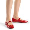imageDREAM PAIRS Womens Silver Square Toe Mary Jane Flats Comfortable Casual Slip On Dress Shoes with Buckle Strap for Womens Daily WearRed