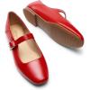 imageDREAM PAIRS Womens Silver Square Toe Mary Jane Flats Comfortable Casual Slip On Dress Shoes with Buckle Strap for Womens Daily WearRed