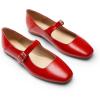 imageDREAM PAIRS Womens Silver Square Toe Mary Jane Flats Comfortable Casual Slip On Dress Shoes with Buckle Strap for Womens Daily WearRed