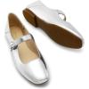 imageDREAM PAIRS Womens Silver Square Toe Mary Jane Flats Comfortable Casual Slip On Dress Shoes with Buckle Strap for Womens Daily WearSilver