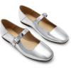 imageDREAM PAIRS Womens Silver Square Toe Mary Jane Flats Comfortable Casual Slip On Dress Shoes with Buckle Strap for Womens Daily WearSilver