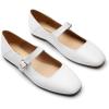 imageDREAM PAIRS Womens Silver Square Toe Mary Jane Flats Comfortable Casual Slip On Dress Shoes with Buckle Strap for Womens Daily WearWhite