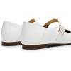 imageDREAM PAIRS Womens Silver Square Toe Mary Jane Flats Comfortable Casual Slip On Dress Shoes with Buckle Strap for Womens Daily WearWhite