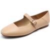 imageDREAM PAIRS Womens Silver Square Toe Mary Jane Flats Comfortable Casual Slip On Dress Shoes with Buckle Strap for Womens Daily WearNude
