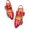 imageDREAM PAIRS Womens Slingback Ballet Flats Pointed Toe Buckle Comfortable Dress Slipon Flat ShoesRed