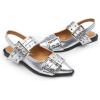 imageDREAM PAIRS Womens Slingback Ballet Flats Pointed Toe Buckle Comfortable Dress Slipon Flat ShoesSilver