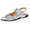 imageDREAM PAIRS Womens Slingback Ballet Flats Pointed Toe Buckle Comfortable Dress Slipon Flat ShoesSilver